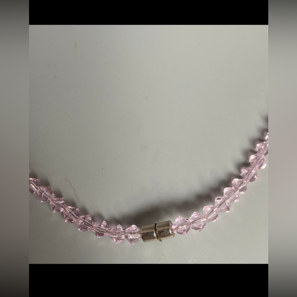 👑 Modern Pink Crystal Beaded Necklace #6427 - Picture 3 of 5
